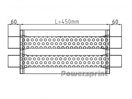 Silencieux Inox Universel Double Entrée/Sortie 50mm, 570mm