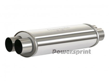 Silencieux Inox Universel Double Entrée/Sortie 50mm, 570mm