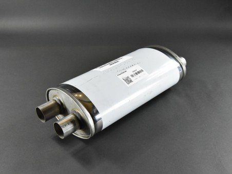 Silencieux Inox Universel Double Entrée/Sortie 55mm, 470mm