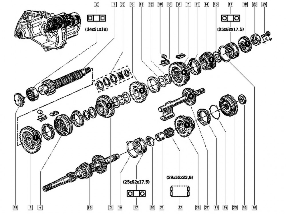 Kit réparation levier de vitesse pour Renault 9 11 19 21 Clio