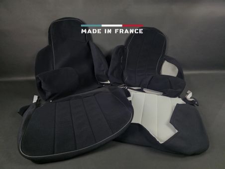 Housses de Sièges R5 Alpine Turbo Noir Côtelé avec Passepoil (set complet)