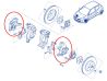 Schema vue eclatee demi-train avant pivot independant Renault Clio 3 RS porte-moyeu