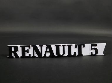 Monogramme de Hayon "Renault 5" Fond Blanc 5 Gt Turbo