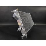 Radiateur aluminium haute performance vue arriere avec pattes fixation et bouchon purge Megane 3 RS