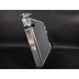 Radiateur alu R11 turbo epaisseur 36mm conforme origine vue de profil avec goulot et soudures TIG