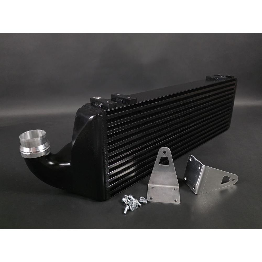 Kit intercooler aluminium noir Megane 3 RS complet avec pattes de relocalisation inox et visserie